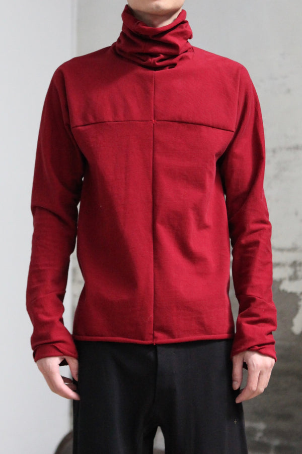 m.a+ Maurizio Amadei long-sleeved pile collar T-shirt MA-T211DN-JM11-RED WINERY
